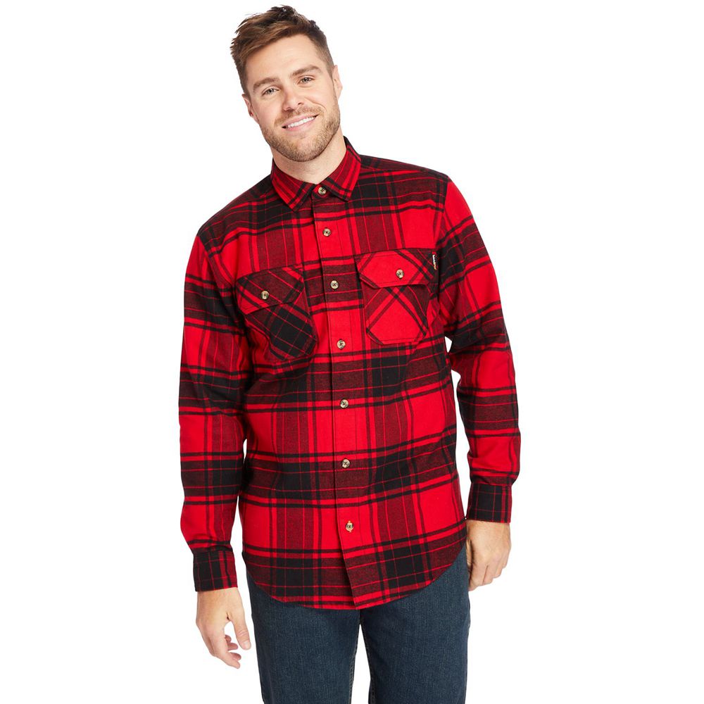 Camasi Timberland Barbati Rosii/Negrii - Pro® Woodfort Heavyweight Flannel Work - Romania - AXUPLI21